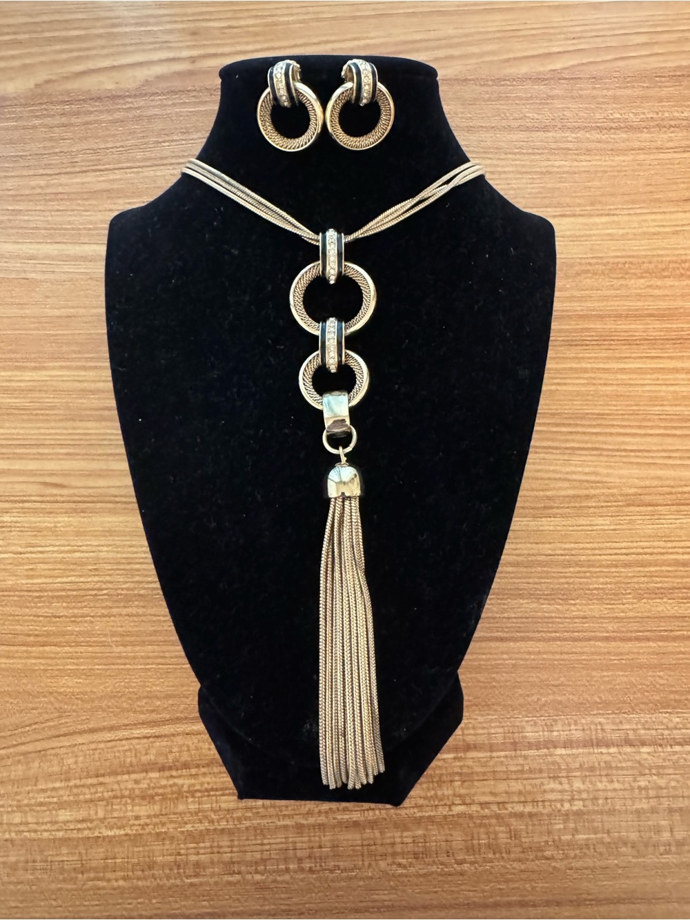 Macy's Gold-Tone Link Necklace with Tassel & Hoop Earrings
